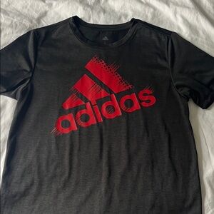 Adidas Men's Charcoal Tee with Vibrant Red Logo